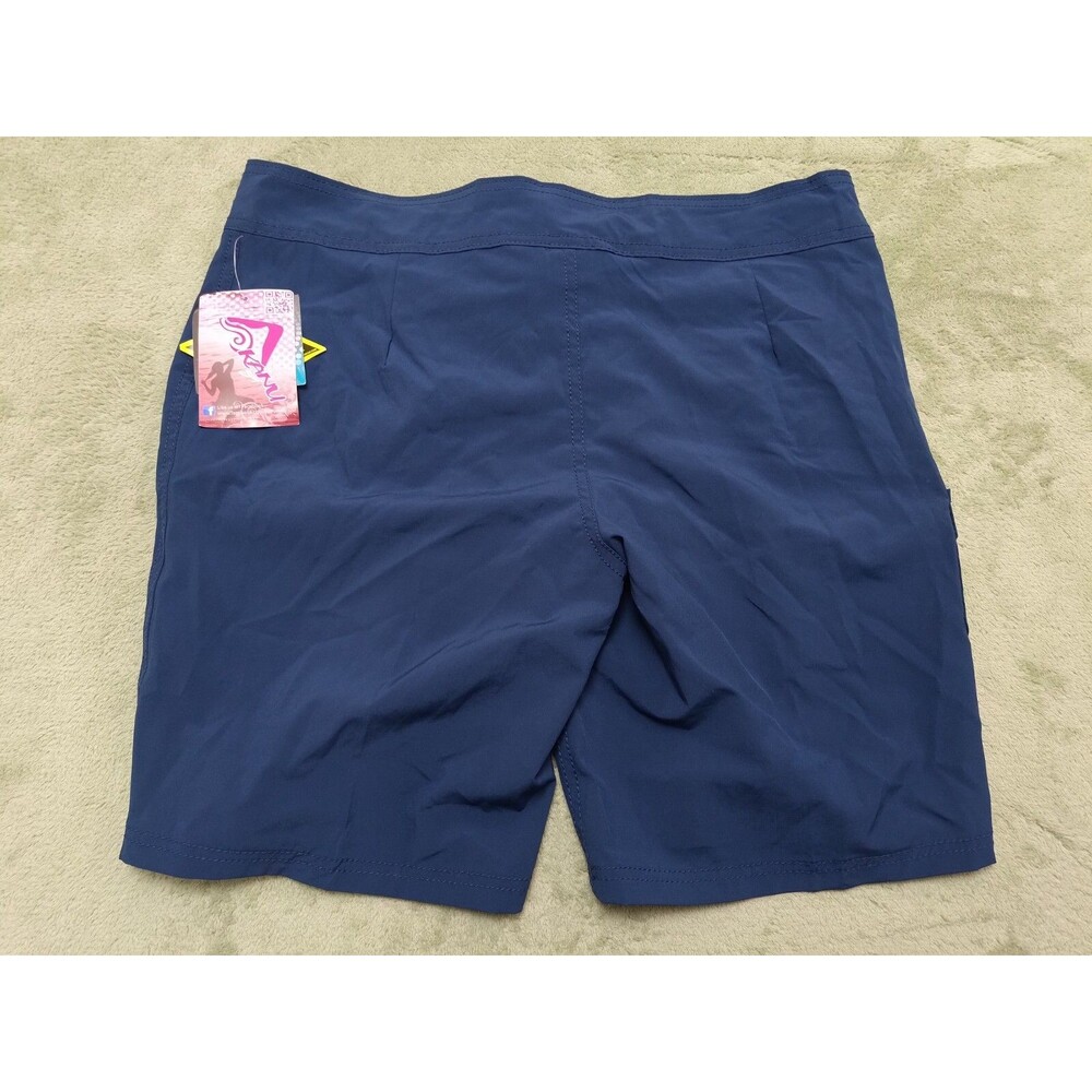 KANU Surf Womens 12 Swim Shorts Bottoms Navy Blue Lined Drawstring Waist - Picture 2 of 7